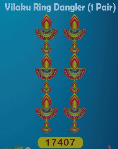 1 Pair Diwali Diya Vilaku Ring Dangler (Model no. 17407) by SG Local Mart