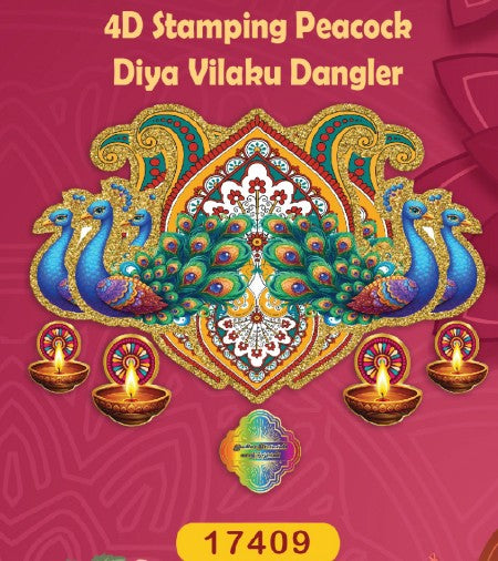 4D Stamping Peacock Diya Vilaku Dangler (Model no. 17409) by SG Local Mart