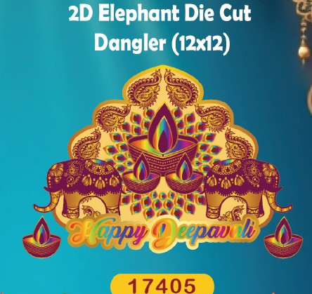 2D Diwali Die Cut Elephant Dangler 12x12 inch (Model no. 17405) by SG Local Mart