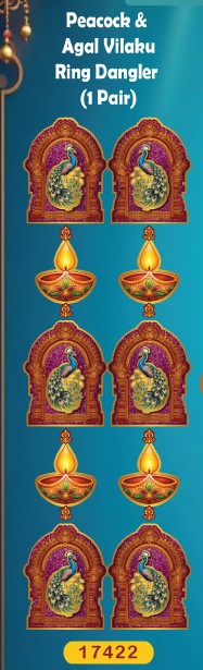 Diwali Peacock & Agal Vilaku Ring Dangler (1 Pair) (Model no. 17422) by SG Local Mart