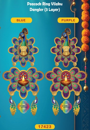 Diwali Peacock Ring Vilaku Dangler 3 Layer (Model no. 17423) by SG Local Mart