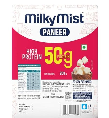 MILKYMIST LOW FAT (High Protein 50g) PANEER 200G by Milky Mist