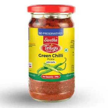 TELUGU GREEN CHILLI PICKLE 300g by Telugu Foods